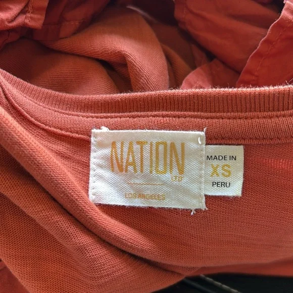 Nation Everleigh Frilly Dress Cayenne Red Orange poplin flutter sleeve Sz XS - Picture 11 of 14